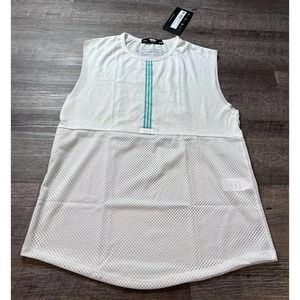 ES Collection 2020 Mens Sports Tank Top Striped Size Small White Sleeveless N6